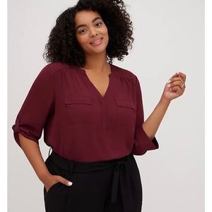 HARPER GEORGETTE PULLOVER 3/4 SLEEVE BLOUSE